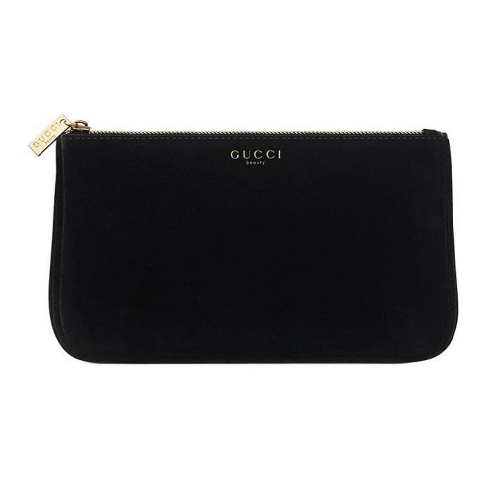 ✨Luxe Authentic Limited GUCCI Gold Logo Black Velvet Pouch Purse Bag NEW Sealed✨